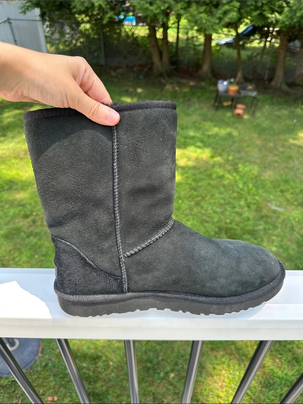 UGG Classic Short Black Suede Winter Boots